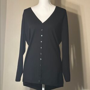 Victor Black V-Neck Button-Up Cardigan